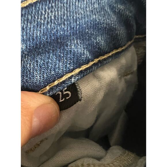 7 For All Mankind Peggi Tapered Straight High Rise Blue Denim Jeans Size 25 - Picture 13 of 15